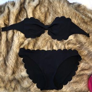 Navy Blue scallop bikini